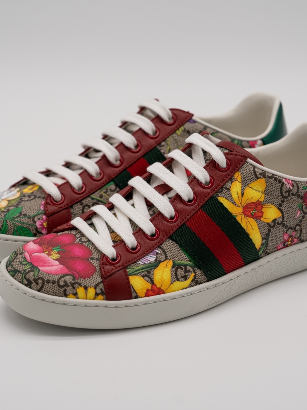 Gucci Women's Sneakers Ace Floral Web GG Canvas Supreme size 37 7 US